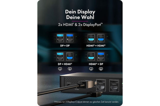 Icy Box IB-DK2255AC USB-C Docking Station με HDMI/DisplayPort 4K PD Ethernet Μαύρο