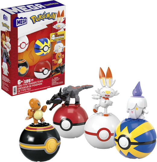 Mattel Конструктори Pokemon Mega Set 4 Fire Team Balls за 6+ Годишни 105 бр