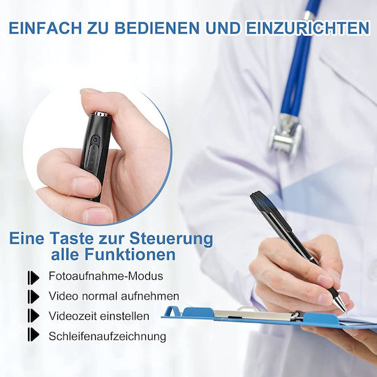 Spionagekamera Stift 1080p mit Speicherkartensteckplatz
