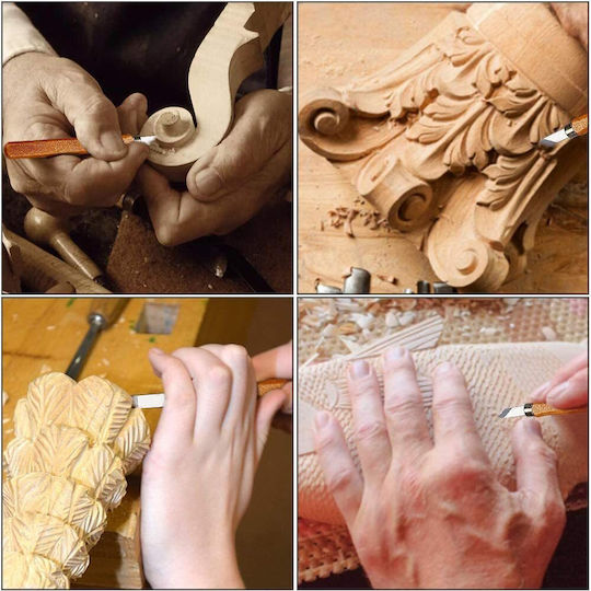 Set 12 Dălți pentru sculptură în lemn Piatră de ascuțit Husă de depozitare Unelte de tâmplărie pentru gravură