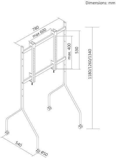 Maclean Energy MC-180 W Floor TV Mount up to 80" and 50kg White