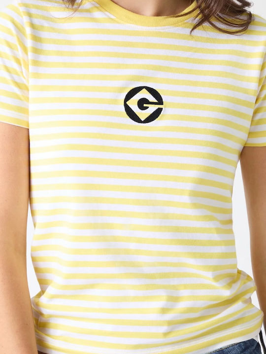 Damen T-shirt Gestreift Gelb W6YI60_K6413_S20Z