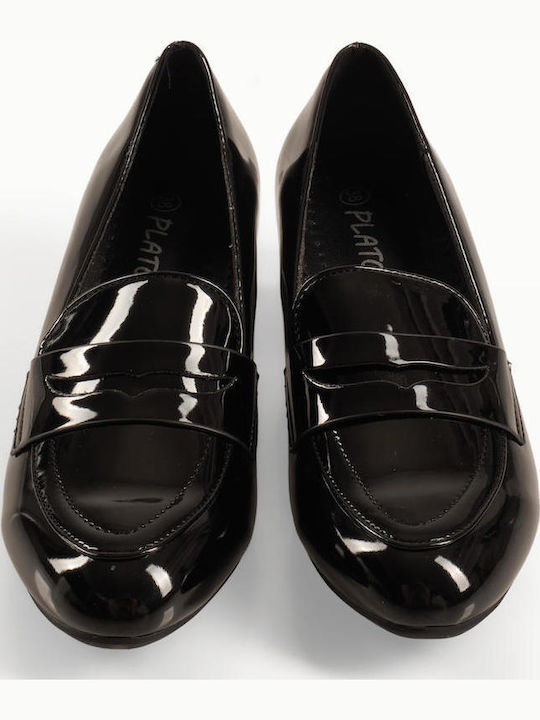 Loafer Pumps aus Schwarz Lackleder