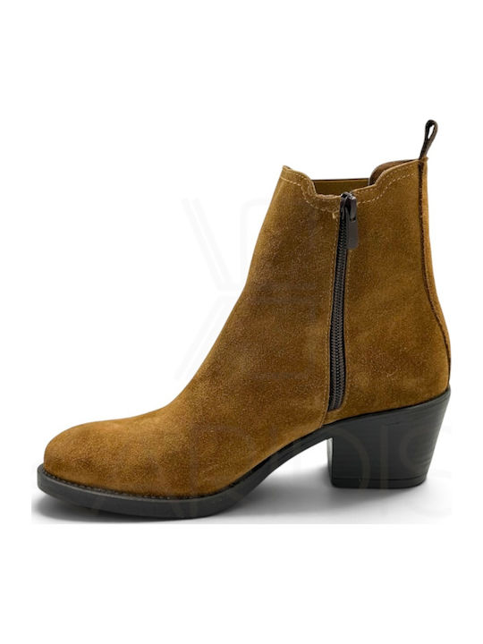 Suede Stiefeletten Damen Cowboy Tabac Braun