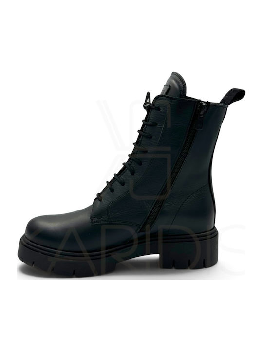 Leder Damen Stiefeletten Schwarz