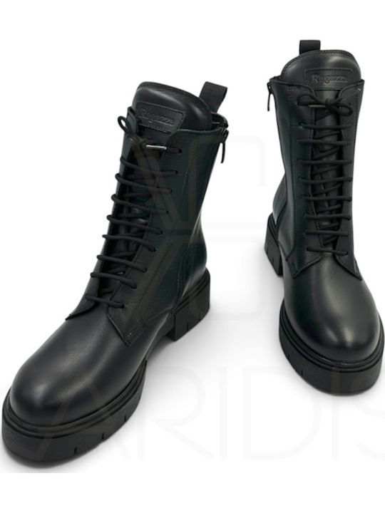 Leder Damen Stiefeletten Schwarz