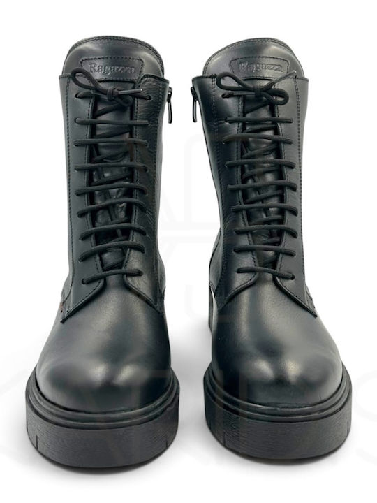 Leder Damen Stiefeletten Schwarz