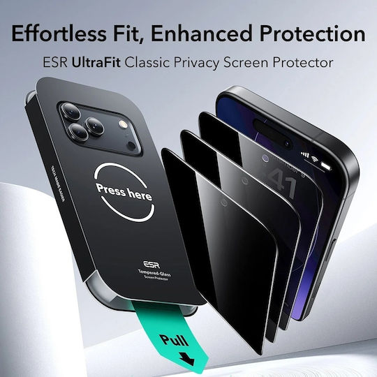 ESR Privacy Tempered Glass Ultrafit Classic Screen Protector 3 Pieces iPhone 18 Pro Max Black