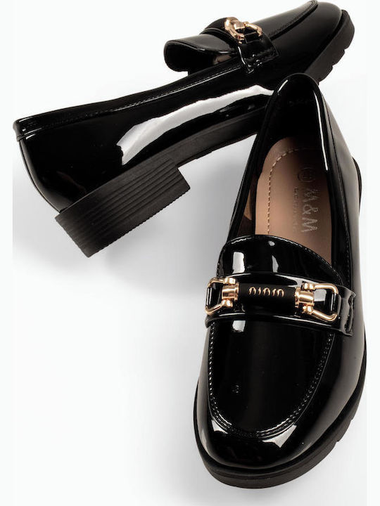 Patent Leather Women's Loafers In Black Colour