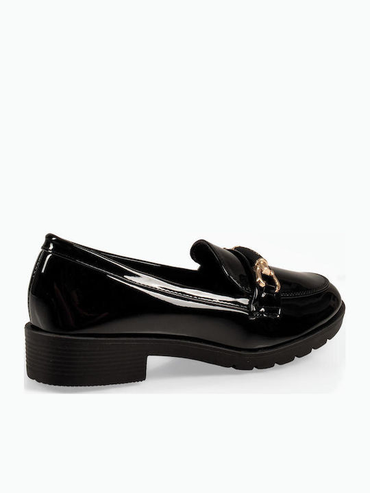 Patent Leather Women's Loafers In Black Colour