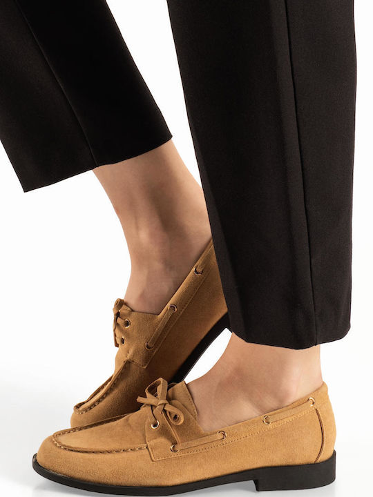 Mocasini Dama Boat Shoes Din Catifea În Culoare Tabac Maro