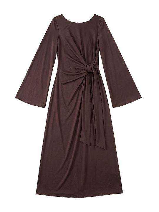 Summer Maxi Shirt Dress Wrap Brown