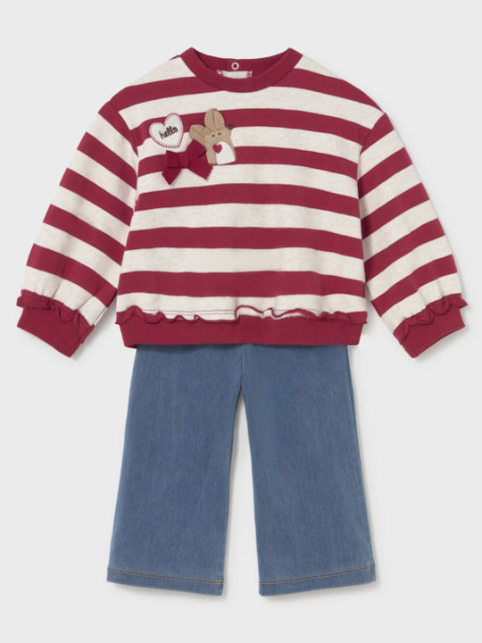Kinderbekleidungsset mit Leggings Winter 2 Stück Rot Sweatshirt Sweatshirt