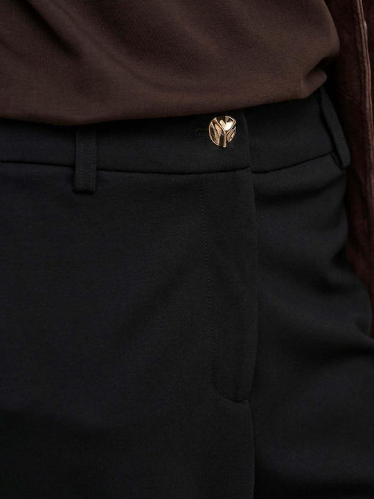 Pantaloni Dama High Rise Pantaloni Largi În Linie Dreaptă Negri