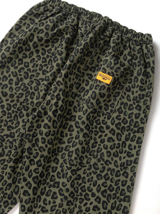 Men's Trousers Relaxed Fit Green Leopard