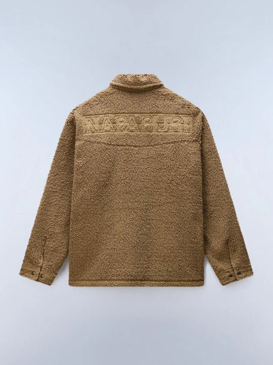 Long Sleeve Overshirt in Wide Fit Brown
