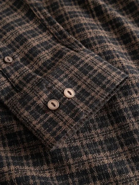 Long Sleeve Shirt in Regular Fit Checked Brown
