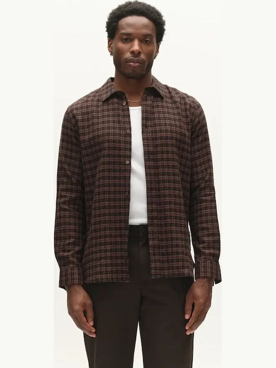 Long Sleeve Shirt in Regular Fit Checked Brown