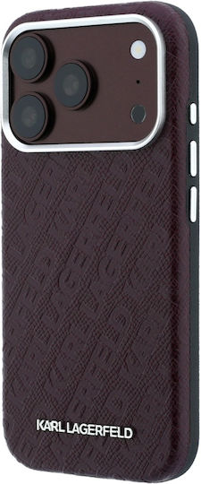Karl Lagerfeld Grained Allover Logo Metal Elongated iPhone 18 Pro Max/17 Pro Max Burgundy