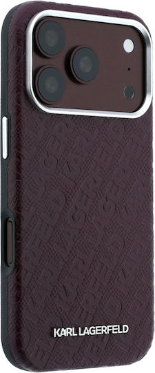 Karl Lagerfeld Grained Allover Logo Metal Elongated iPhone 18 Pro Max/17 Pro Max Burgundy