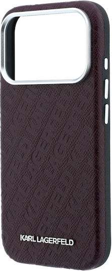 Karl Lagerfeld Grained Allover Logo Metal Elongated iPhone 18 Pro Max/17 Pro Max Burgundy