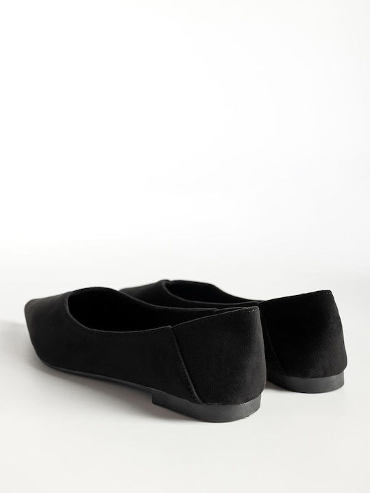 Wildleder Damen Ballerinas Spitz zulaufend Schwarze