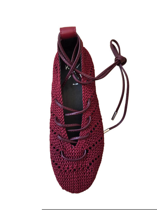 Women's Pointed Toe Burgundy Ballerina Shoes
