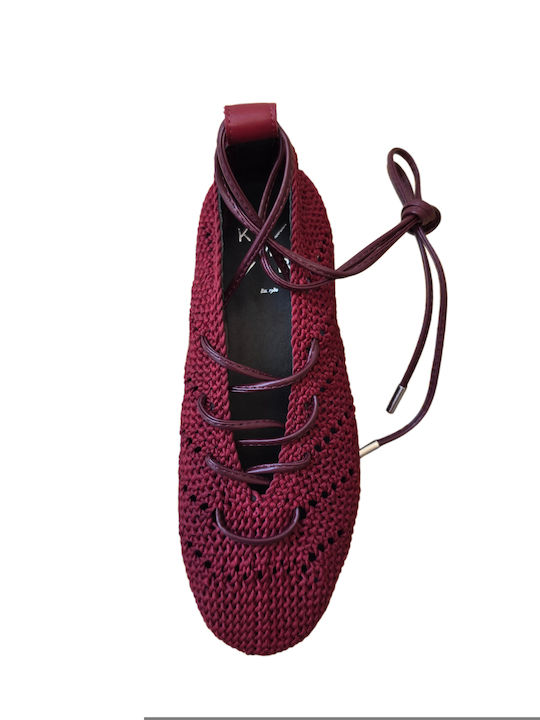 Women's Pointed Toe Burgundy Ballerina Shoes