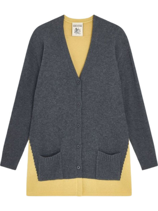 Women's Knitted Cardigan Grey Mustard