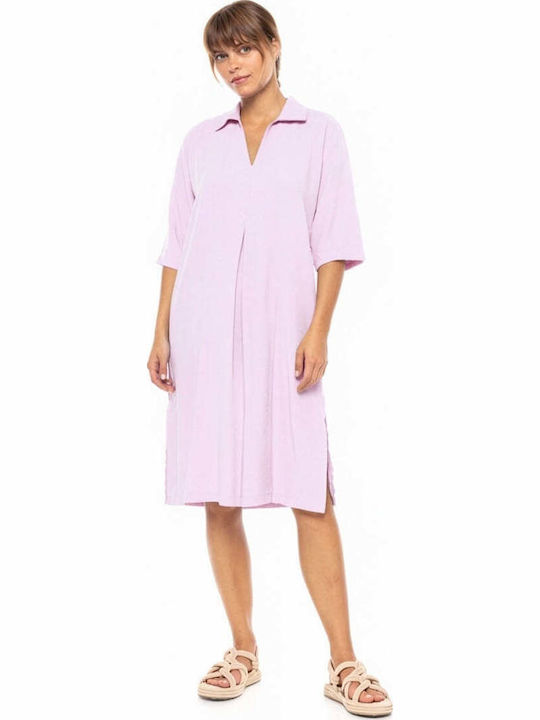 Pink Label Γυναικείο Καφτάνι Παραλίας Pink