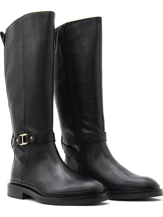 Leder Damenstiefel Reiten Schwarz