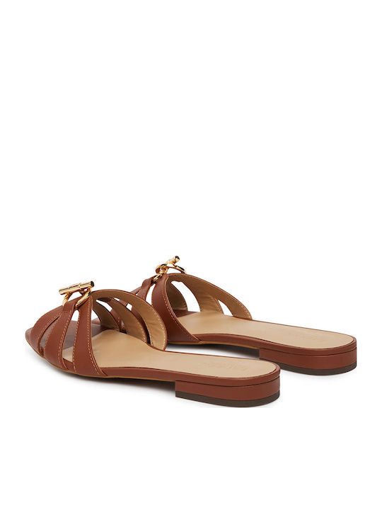 Leather Women's Flat Sandals Beige