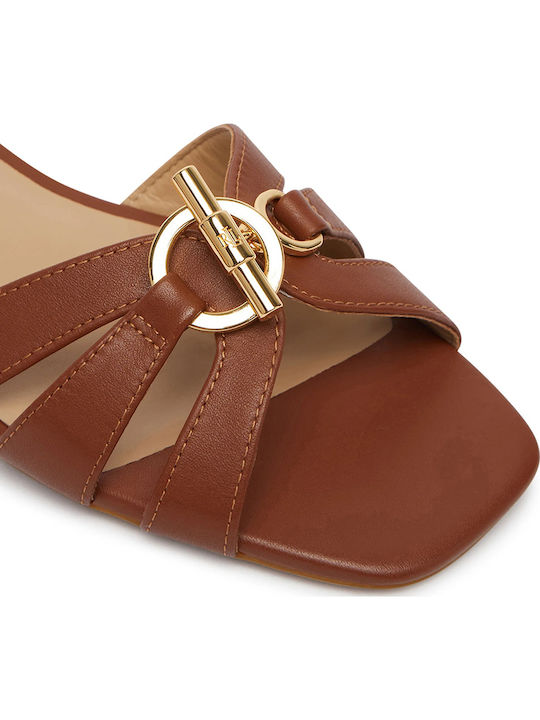 Leather Women's Flat Sandals Beige