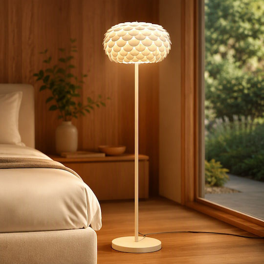 Floor Lamp H150xL25cm with Lamp Bulb Base for E27 White
