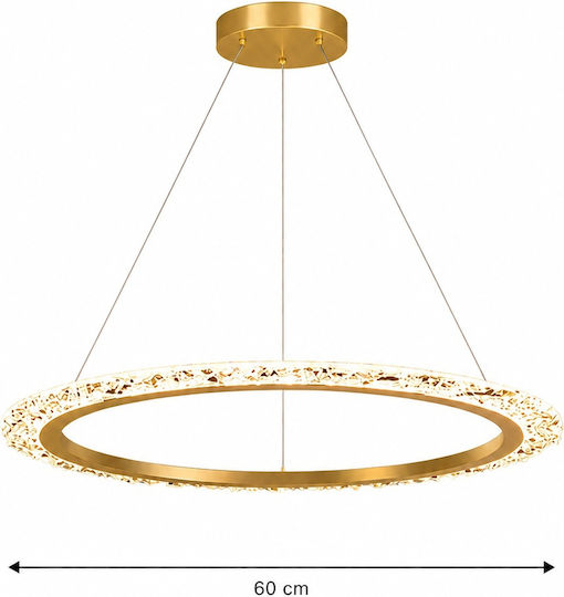 Adjustable Gold LED Ceiling Light with Warm White Light with Crystals 60x60cm