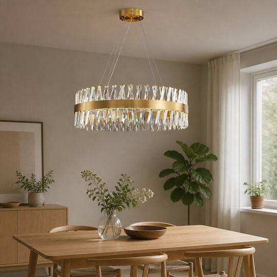 Verstellbare Deckenleuchte Gold LED mit Warmes Weiß Licht mit Kristallen 60x60cm Verstellbare Deckenleuchte Gold LED mit Warmes Weiß Licht mit Kristallen 60x60cm