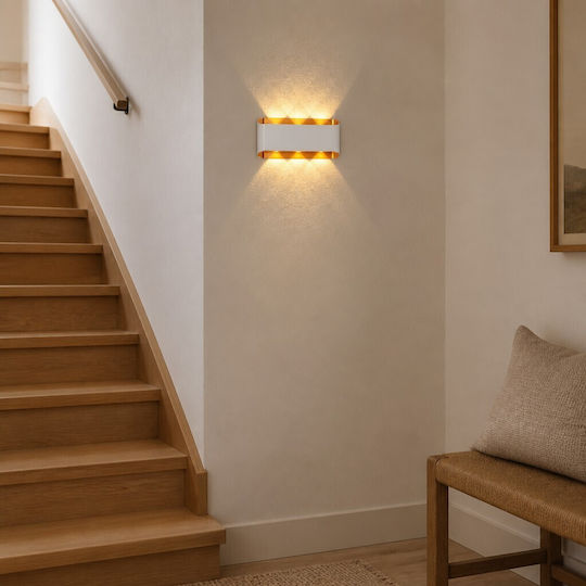 Modern Lampă de Perete cu LED Integrat și Lumină Alb Cald 10x18x18εκ.