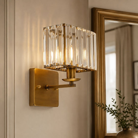 Artekko Wall Lamp with E14 Lamp Bulb Base Gold 19.5x19.5x26.5cm