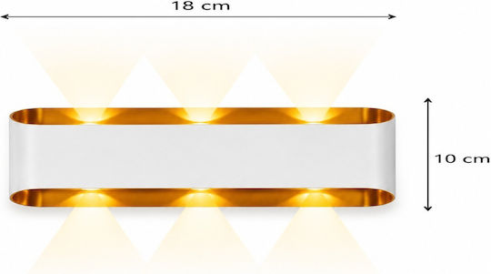 Modern Lampă de Perete cu LED Integrat și Lumină Alb Cald 10x18x18εκ.