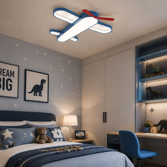 Einfaches Licht Kinderzimmer-Deckenleuchte aus Kunststoff 45W mit Lampensockelgröße E27 Blau 60cm