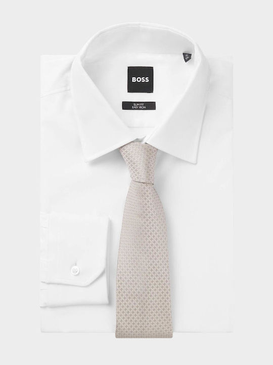 Boss Men's Wool Knitted Printed Brown Tie