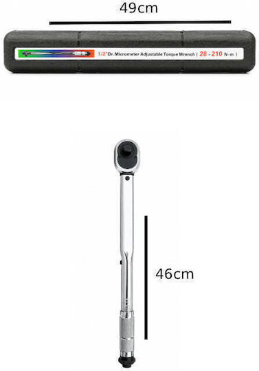 Drehmomentschlüssel Antriebsgröße 1/2" Römisch 210-210 Nm mit Gesamtlänge 46cm