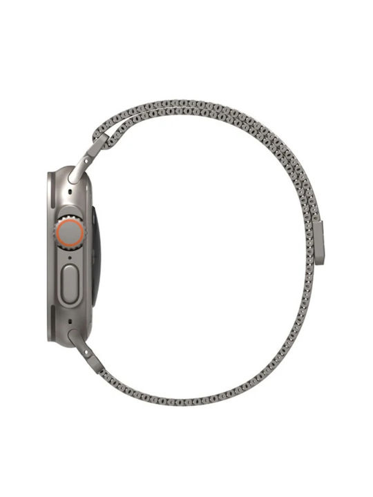 Decoded Milan Traction Каишка Неръждаема стомана Apple Watch Ultra Series 1 2 3 49mm Series 1–11 Se 1-3 Titanium Сив De-d25aws49tcs1tm