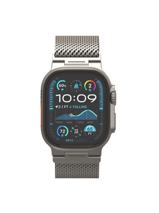 Decoded Milan Traction Каишка Неръждаема стомана Apple Watch Ultra Series 1 2 3 49mm Series 1–11 Se 1-3 Titanium Сив De-d25aws49tcs1tm