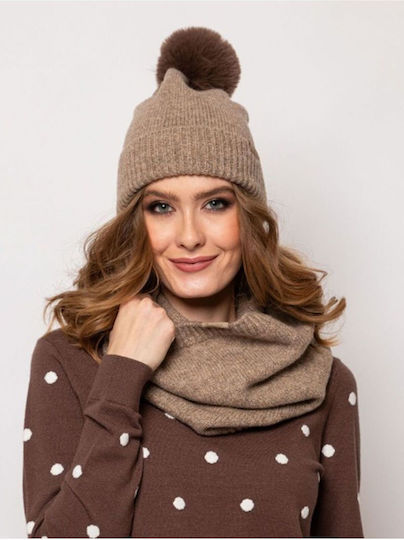 Beanie Women's Knitted Beanie in Beige Color