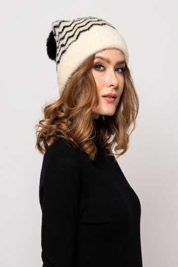 Beanie Căciulă Pentru Femei Tricotată În Culoare Ecru