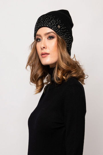 Beanie Căciulă Tricotată Pentru Femei În Culoare Neagră