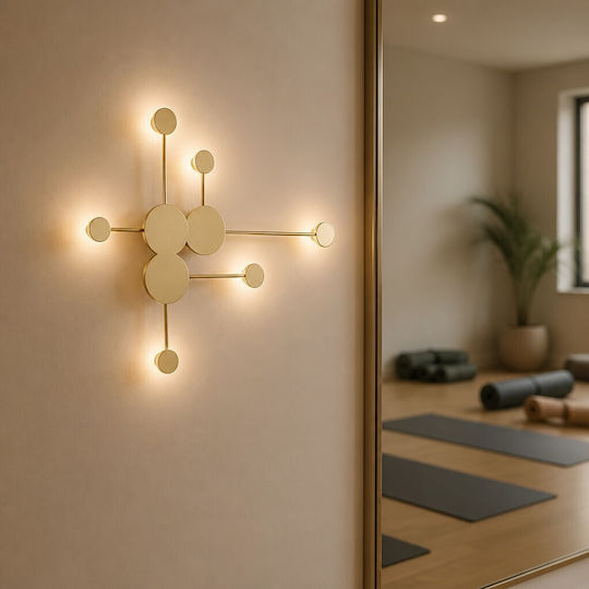 Lampă de Perete Modernă cu LED Integrat și Lumină Alb Cald Auriu 93.5x77x77cm