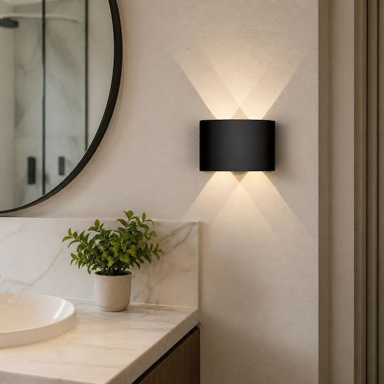 Lampă de Perete cu LED Integrat și Lumină Alb Cald Negru 12x8x4cm