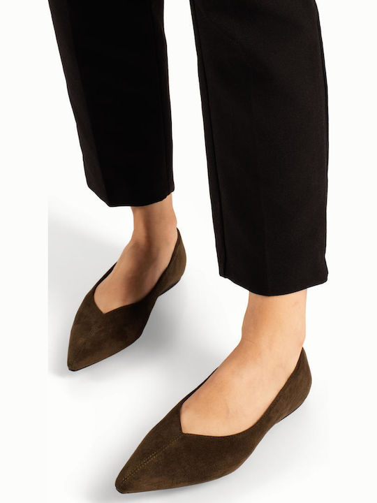 Sante Wildleder Damen Ballerinas Spitz zulaufend Khaki